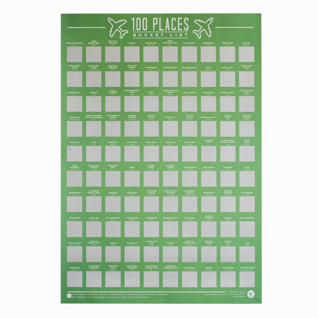 Bucketlistposter - 100 Plaatsen - Bucketlistposters